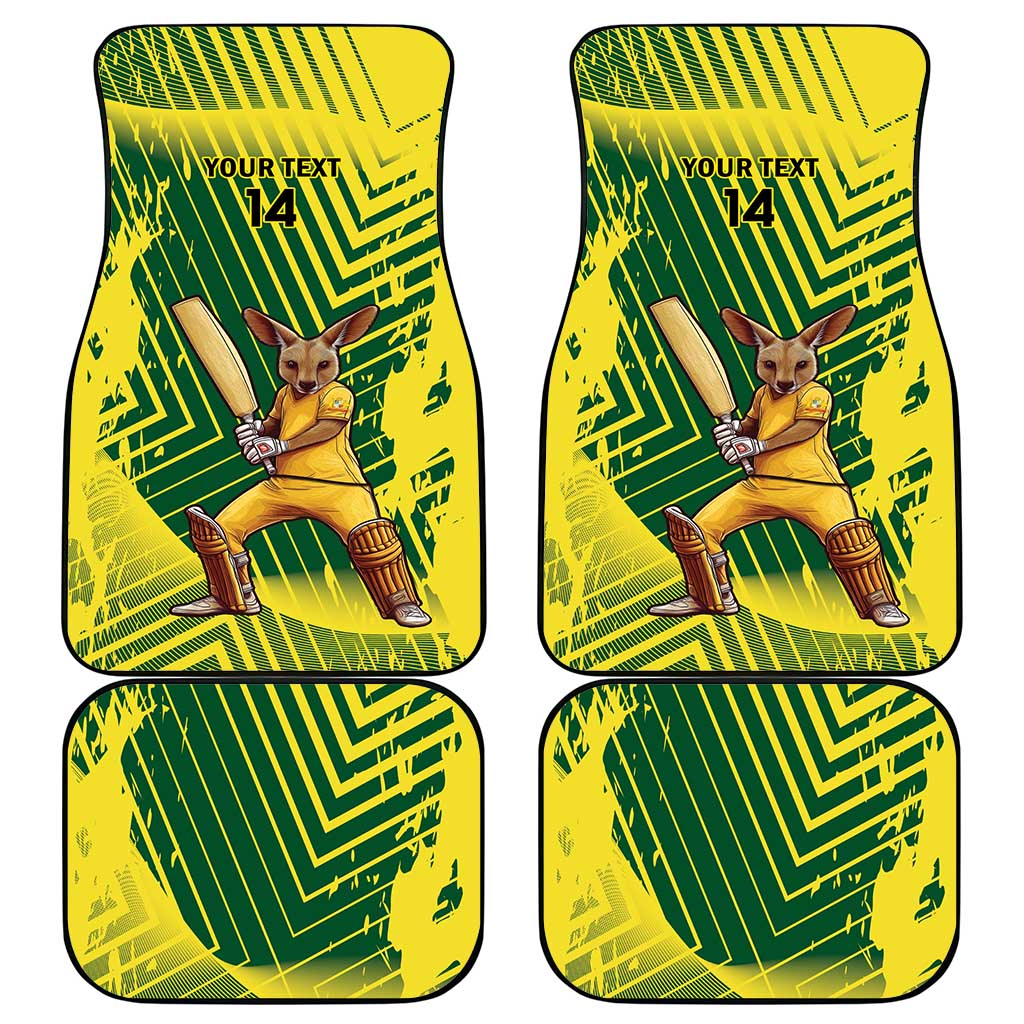 Custom Australia Cricket Car Mats Aussie Baggy Greens - Kangaroo Mascot Style