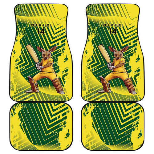 Custom Australia Cricket Car Mats Aussie Baggy Greens - Kangaroo Mascot Style