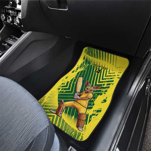 Custom Australia Cricket Car Mats Aussie Baggy Greens - Kangaroo Mascot Style