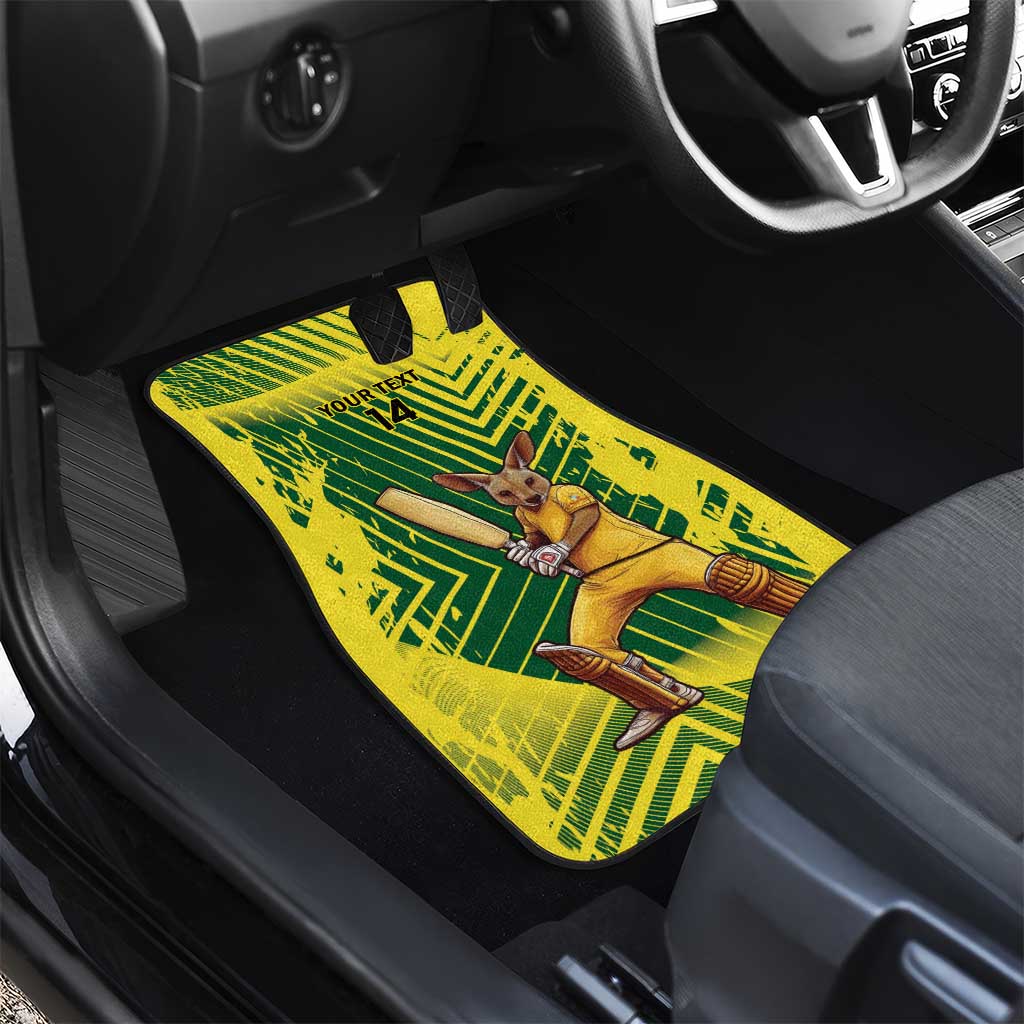 Custom Australia Cricket Car Mats Aussie Baggy Greens - Kangaroo Mascot Style