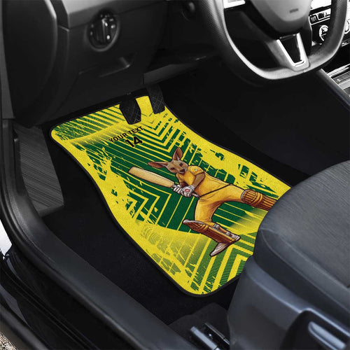 Custom Australia Cricket Car Mats Aussie Baggy Greens - Kangaroo Mascot Style