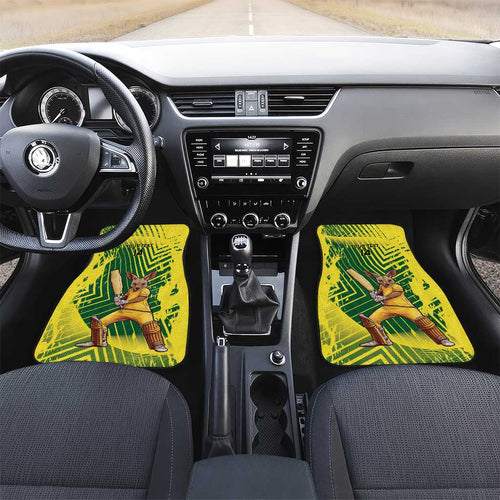 Custom Australia Cricket Car Mats Aussie Baggy Greens - Kangaroo Mascot Style