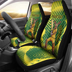 Custom Australia Cricket Car Seat Cover Aussie Baggy Greens - Kangaroo Mascot Style