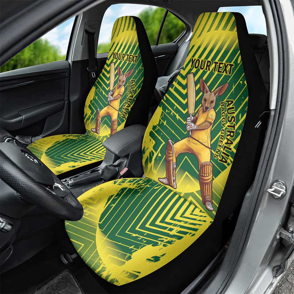 Custom Australia Cricket Car Seat Cover Aussie Baggy Greens - Kangaroo Mascot Style
