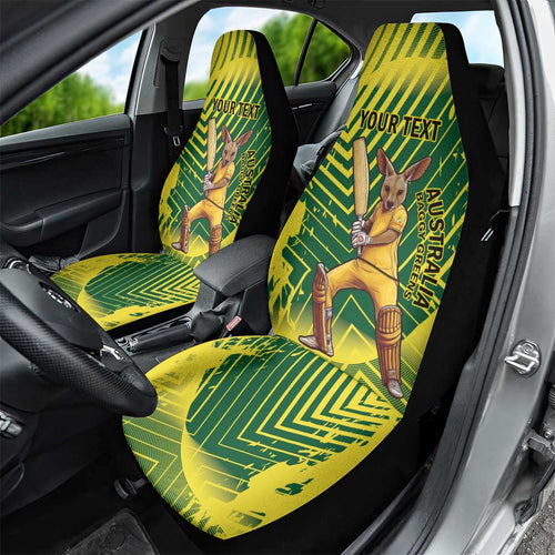 Custom Australia Cricket Car Seat Cover Aussie Baggy Greens - Kangaroo Mascot Style