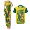 Custom Australia Cricket Couples Matching Tank Maxi Dress and Hawaiian Shirt Aussie Baggy Greens - Kangaroo Mascot Style