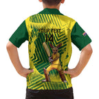 Custom Australia Cricket Family Matching Puletasi and Hawaiian Shirt Aussie Baggy Greens - Kangaroo Mascot Style