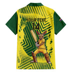 Custom Australia Cricket Family Matching Puletasi and Hawaiian Shirt Aussie Baggy Greens - Kangaroo Mascot Style