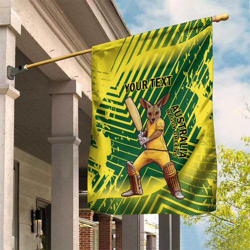 Custom Australia Cricket Garden Flag Aussie Baggy Greens - Kangaroo Mascot Style