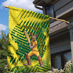 Custom Australia Cricket Garden Flag Aussie Baggy Greens - Kangaroo Mascot Style