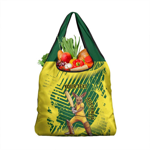 Custom Australia Cricket Grocery Bag Aussie Baggy Greens - Kangaroo Mascot Style