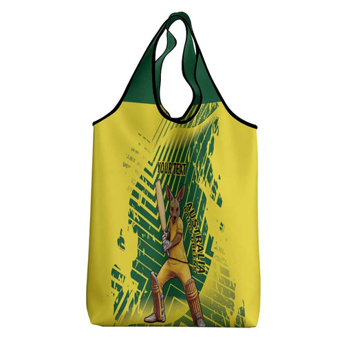 Custom Australia Cricket Grocery Bag Aussie Baggy Greens - Kangaroo Mascot Style