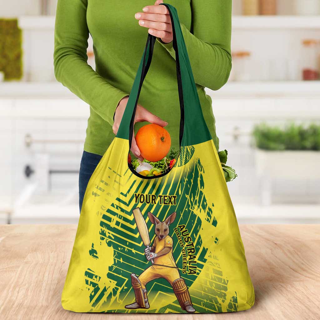 Custom Australia Cricket Grocery Bag Aussie Baggy Greens - Kangaroo Mascot Style