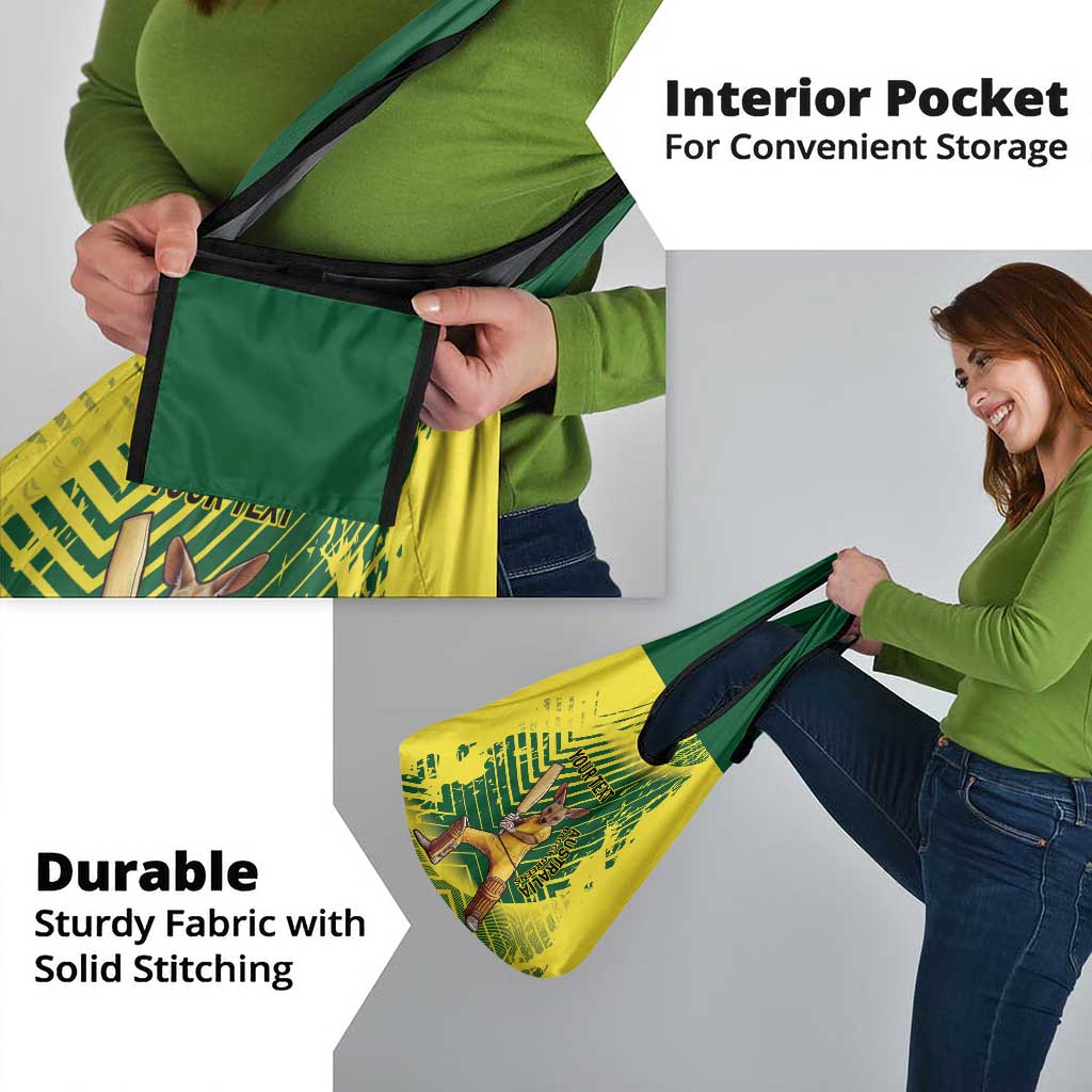 Custom Australia Cricket Grocery Bag Aussie Baggy Greens - Kangaroo Mascot Style