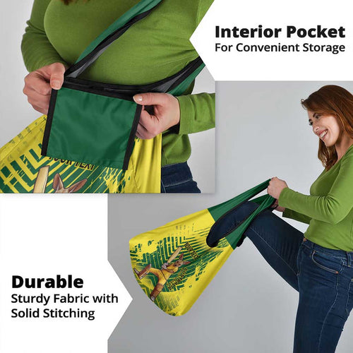Custom Australia Cricket Grocery Bag Aussie Baggy Greens - Kangaroo Mascot Style