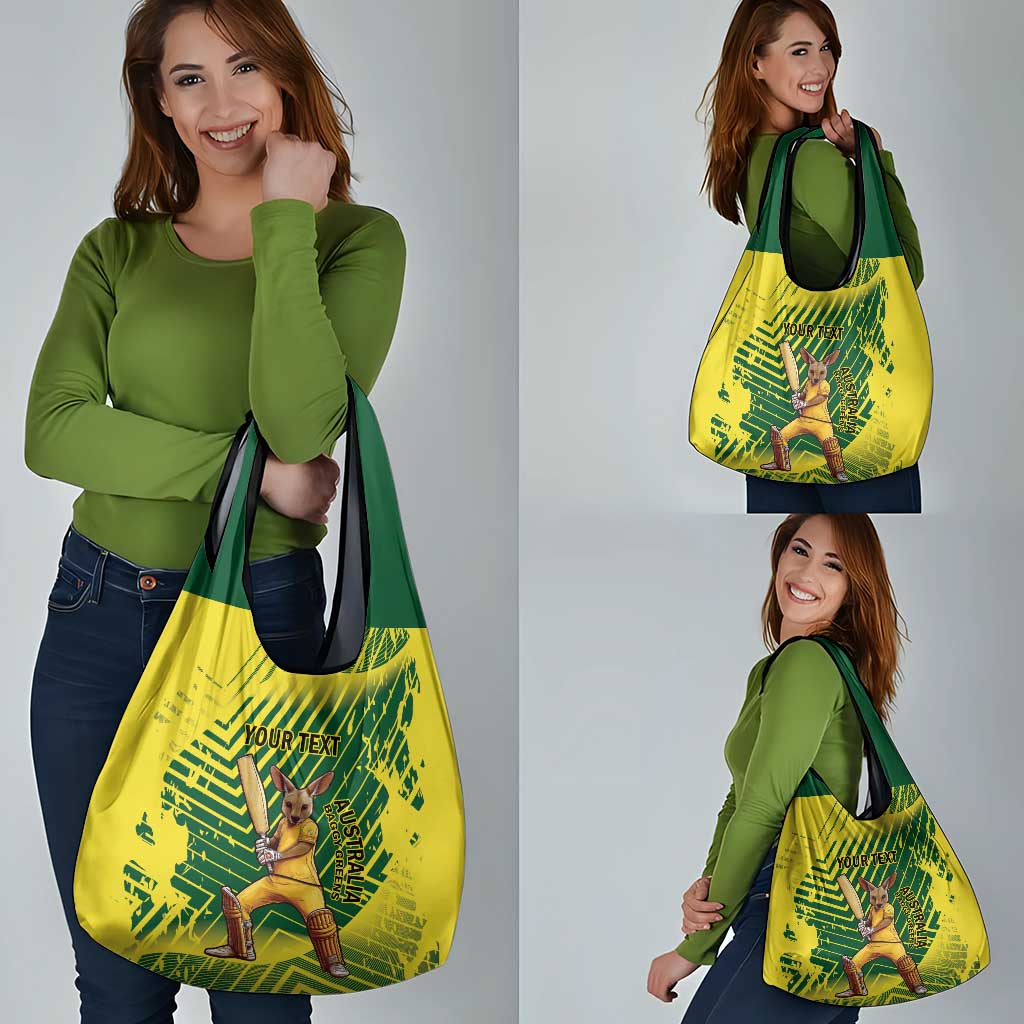 Custom Australia Cricket Grocery Bag Aussie Baggy Greens - Kangaroo Mascot Style