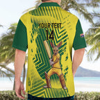 Custom Australia Cricket Hawaiian Shirt Aussie Baggy Greens - Kangaroo Mascot Style