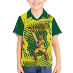 Custom Australia Cricket Hawaiian Shirt Aussie Baggy Greens - Kangaroo Mascot Style