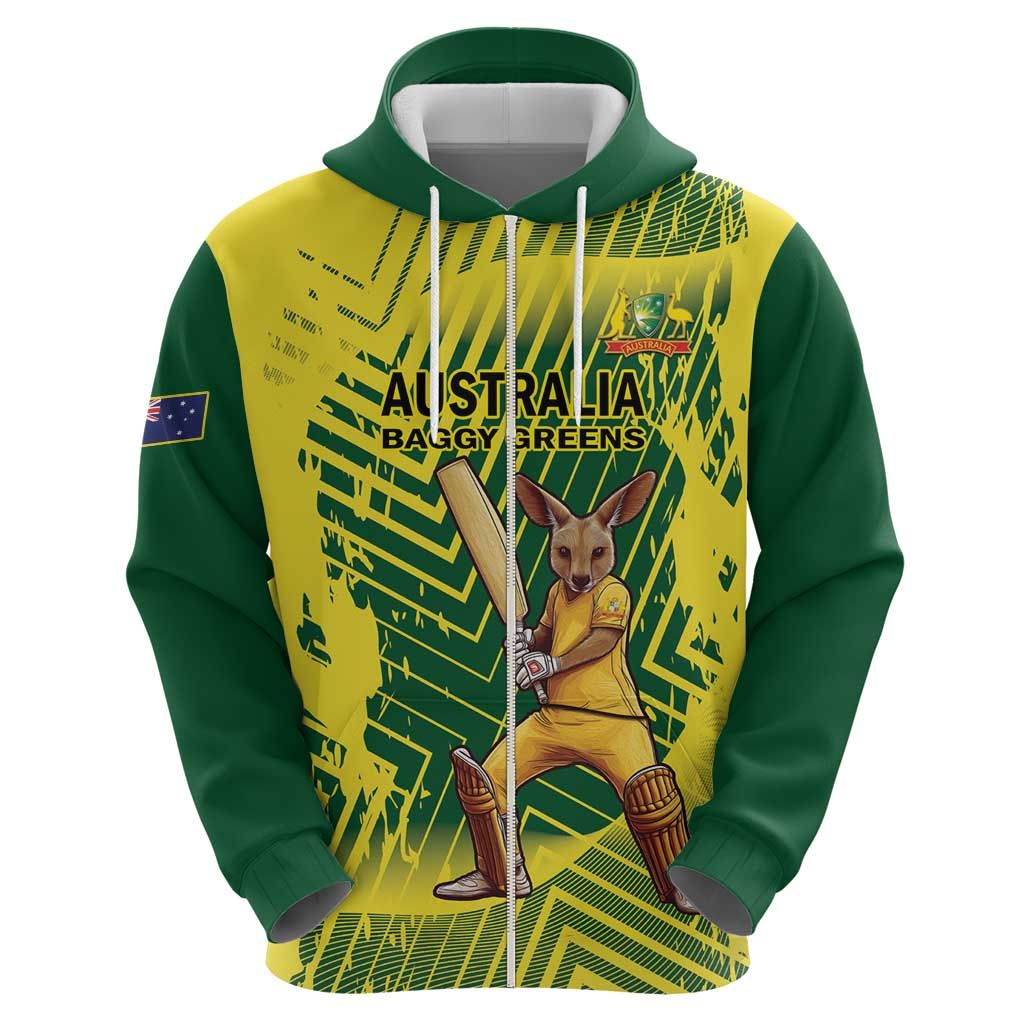 Custom Australia Cricket Hoodie Aussie Baggy Greens - Kangaroo Mascot Style