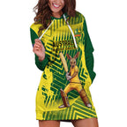 Custom Australia Cricket Hoodie Dress Aussie Baggy Greens - Kangaroo Mascot Style