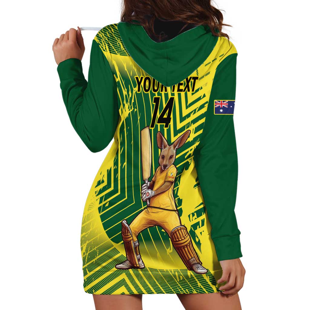Custom Australia Cricket Hoodie Dress Aussie Baggy Greens - Kangaroo Mascot Style