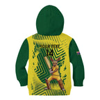 Custom Australia Cricket Kid Hoodie Aussie Baggy Greens - Kangaroo Mascot Style
