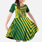 Custom Australia Cricket Kid Short Sleeve Dress Aussie Baggy Greens - Kangaroo Mascot Style