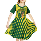 Custom Australia Cricket Kid Short Sleeve Dress Aussie Baggy Greens - Kangaroo Mascot Style