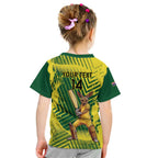 Custom Australia Cricket Kid T Shirt Aussie Baggy Greens - Kangaroo Mascot Style