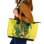 Custom Australia Cricket Leather Tote Bag Aussie Baggy Greens - Kangaroo Mascot Style