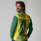 Custom Australia Cricket Long Sleeve Polo Shirt Aussie Baggy Greens - Kangaroo Mascot Style