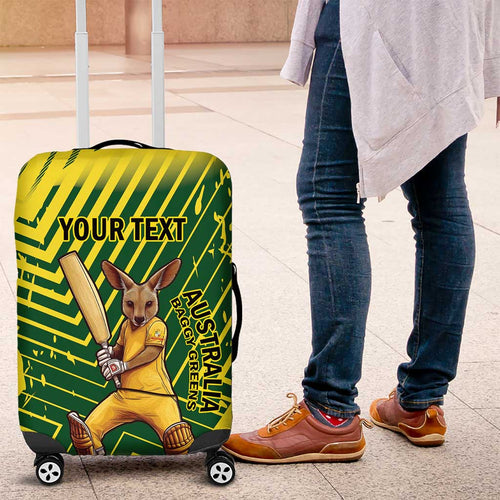 Custom Australia Cricket Luggage Cover Aussie Baggy Greens - Kangaroo Mascot Style