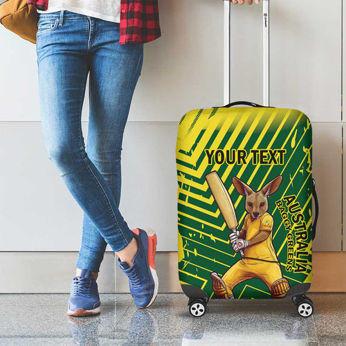 Custom Australia Cricket Luggage Cover Aussie Baggy Greens - Kangaroo Mascot Style