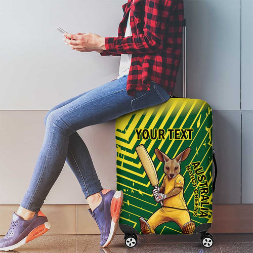 Custom Australia Cricket Luggage Cover Aussie Baggy Greens - Kangaroo Mascot Style