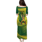 Custom Australia Cricket Puletasi Aussie Baggy Greens - Kangaroo Mascot Style
