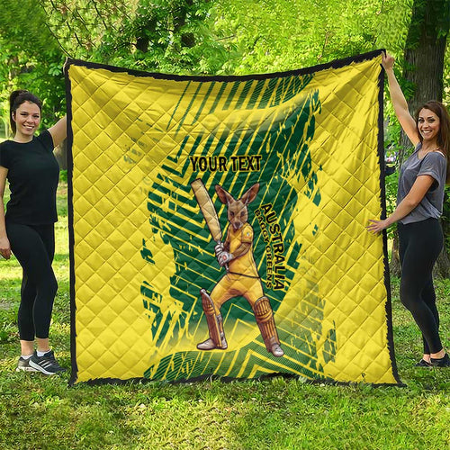 Custom Australia Cricket Quilt Aussie Baggy Greens - Kangaroo Mascot Style