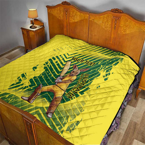 Custom Australia Cricket Quilt Aussie Baggy Greens - Kangaroo Mascot Style
