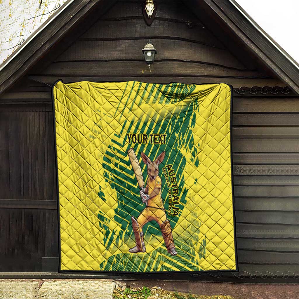 Custom Australia Cricket Quilt Aussie Baggy Greens - Kangaroo Mascot Style