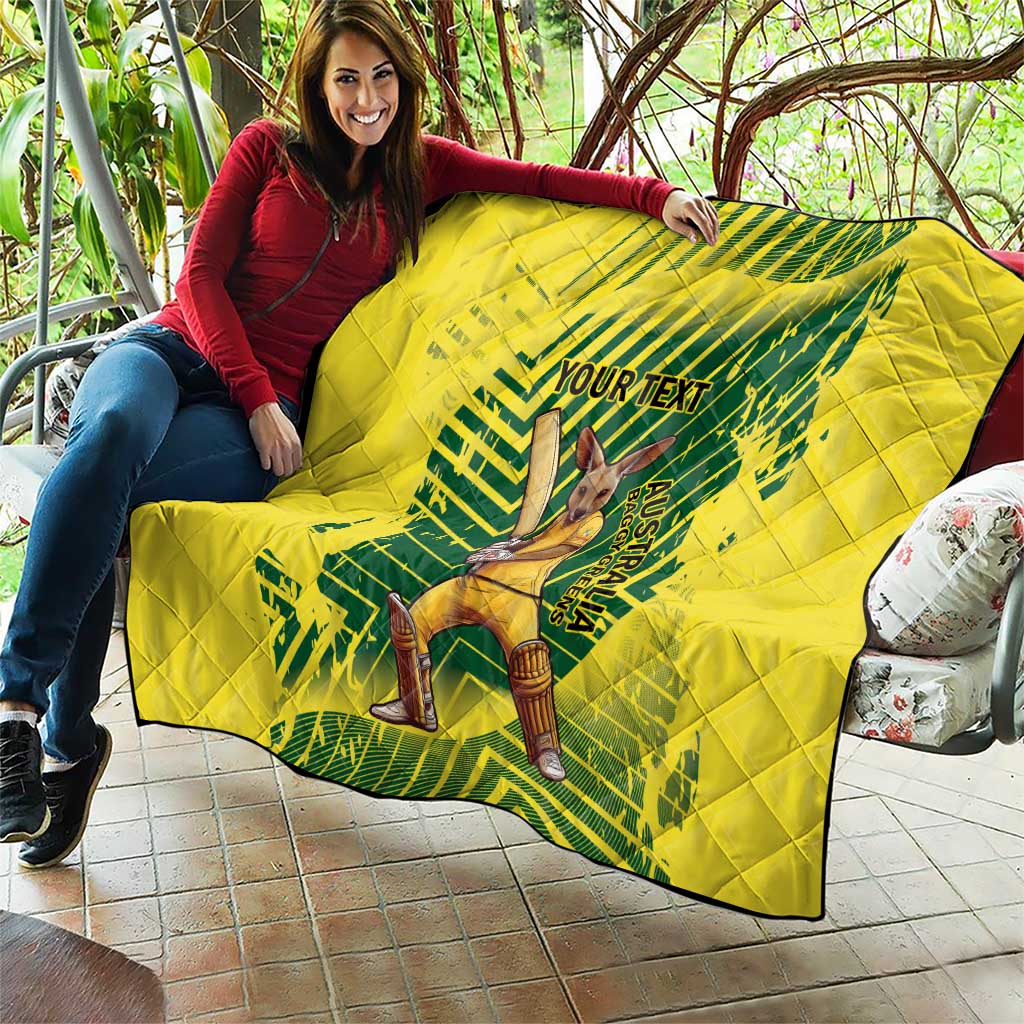 Custom Australia Cricket Quilt Aussie Baggy Greens - Kangaroo Mascot Style