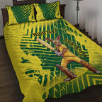 Custom Australia Cricket Quilt Bed Set Aussie Baggy Greens - Kangaroo Mascot Style