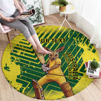Custom Australia Cricket Round Carpet Aussie Baggy Greens - Kangaroo Mascot Style