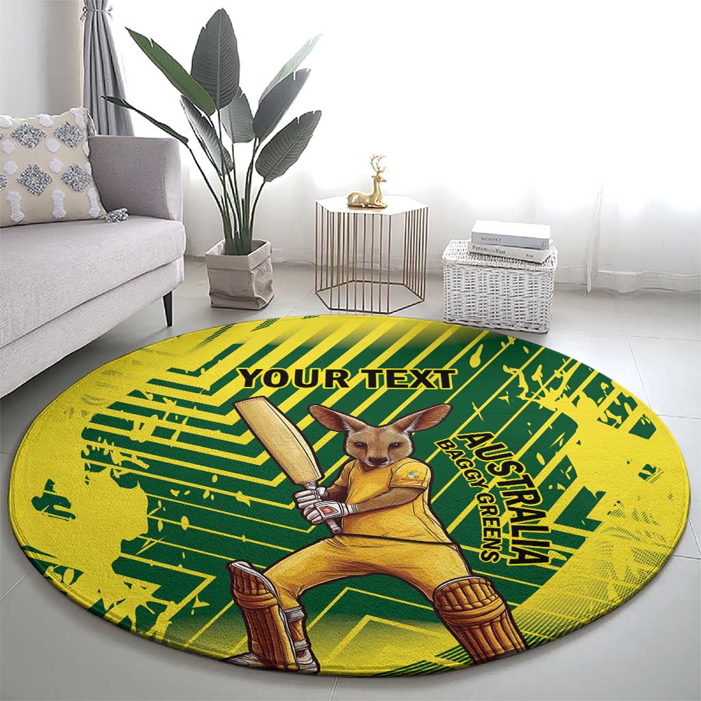Custom Australia Cricket Round Carpet Aussie Baggy Greens - Kangaroo Mascot Style
