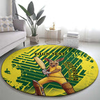 Custom Australia Cricket Round Carpet Aussie Baggy Greens - Kangaroo Mascot Style