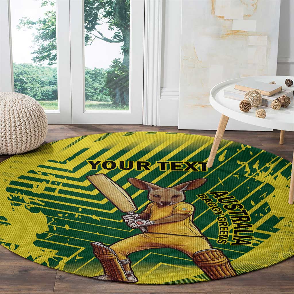 Custom Australia Cricket Round Carpet Aussie Baggy Greens - Kangaroo Mascot Style