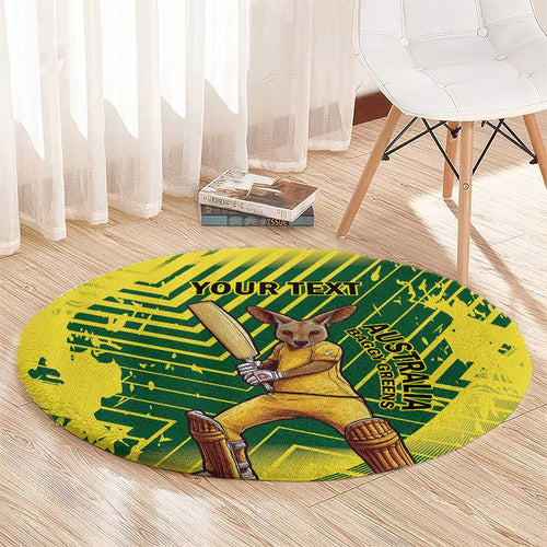 Custom Australia Cricket Round Carpet Aussie Baggy Greens - Kangaroo Mascot Style