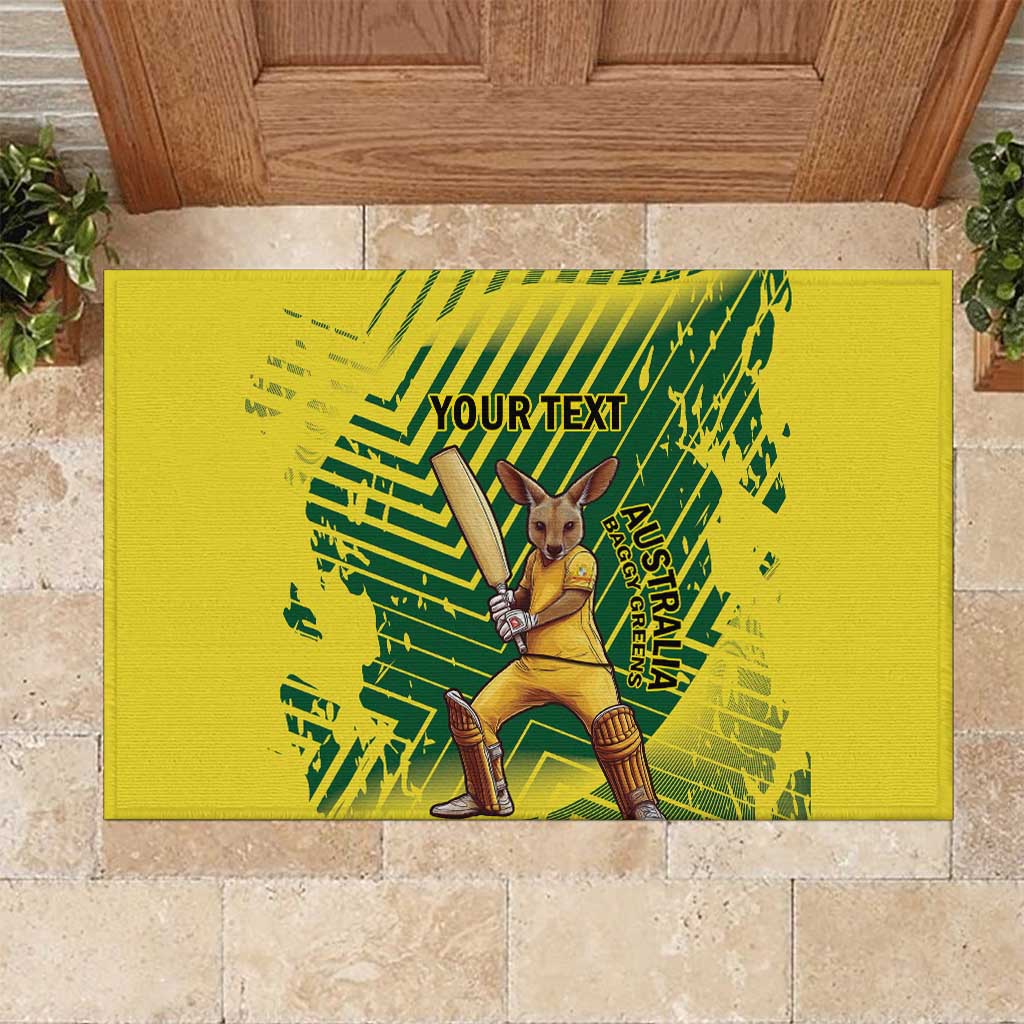 Custom Australia Cricket Rubber Doormat Aussie Baggy Greens - Kangaroo Mascot Style