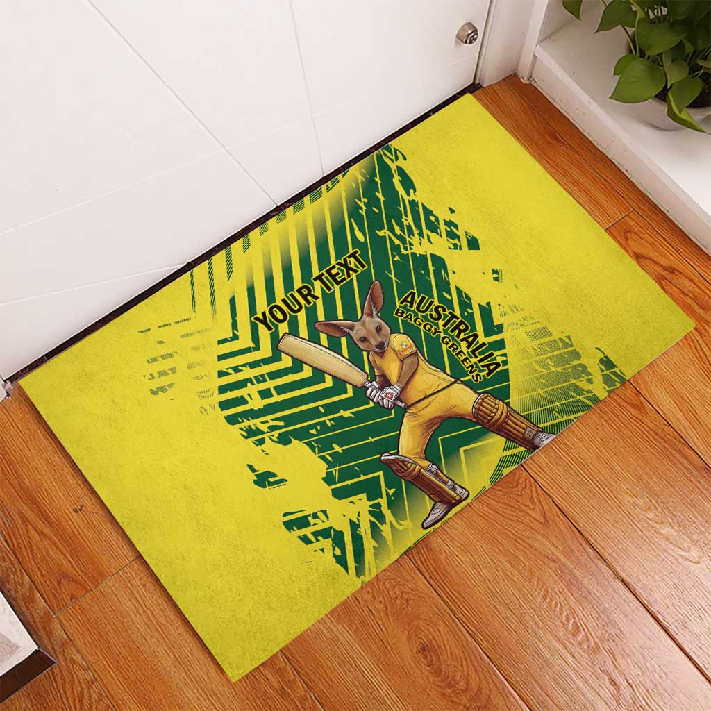 Custom Australia Cricket Rubber Doormat Aussie Baggy Greens - Kangaroo Mascot Style
