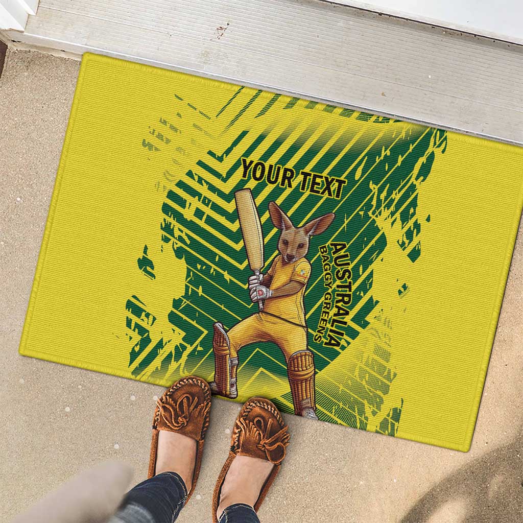 Custom Australia Cricket Rubber Doormat Aussie Baggy Greens - Kangaroo Mascot Style