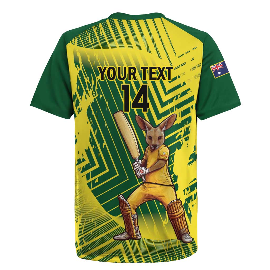 Custom Australia Cricket Rugby Jersey Aussie Baggy Greens - Kangaroo Mascot Style