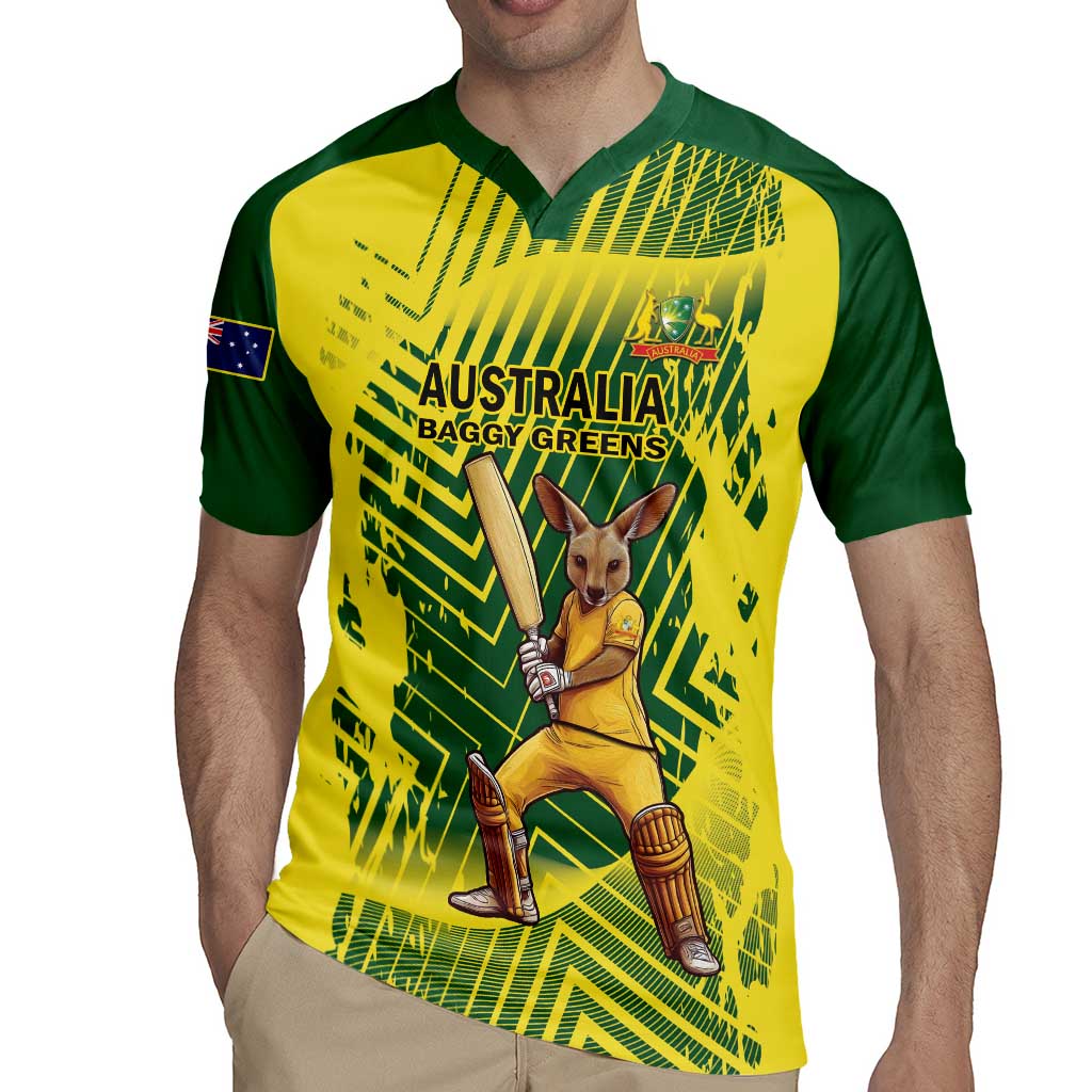 Custom Australia Cricket Rugby Jersey Aussie Baggy Greens - Kangaroo Mascot Style